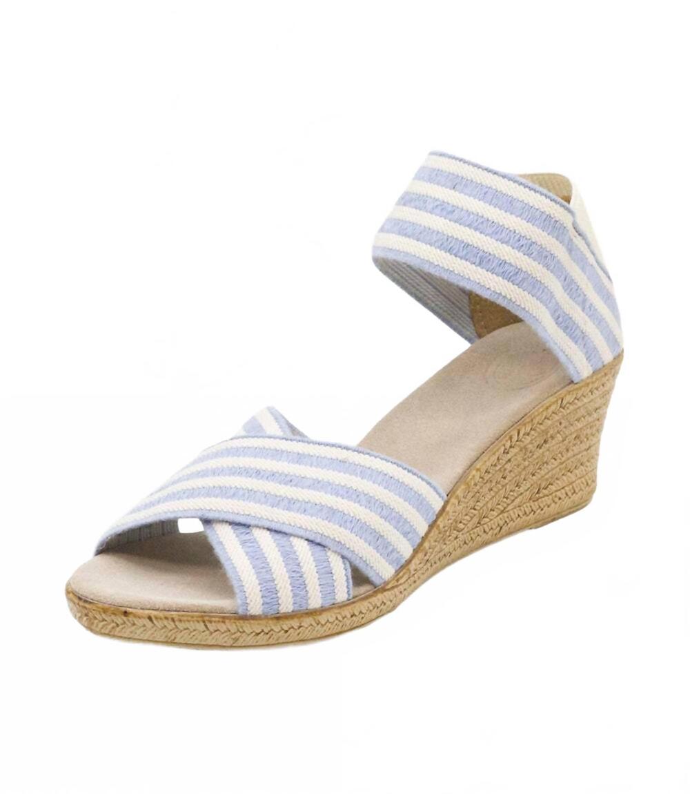 NEW CHARLESTON SHOE CO. women's cannon stripe wedge sandals in blue